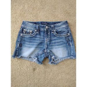 Vigoss Heritage Fit Embroidered Women's Blue Denim Jean Cut Off  Shorts Size 4